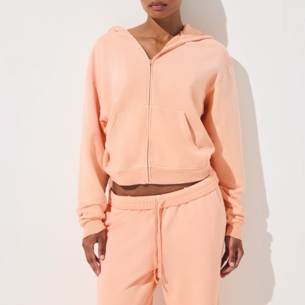 NWT SOLD OUT Skims French Terry Zip Up Hoodie Cantaloupe Size Large